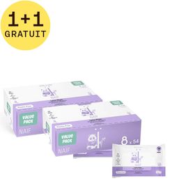 Naïf Plastic Free Lotion Wipes 8 pack 1+1 GRATUIT