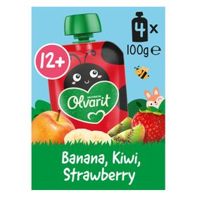 Olvarit | Gourde Fruits | Bébé Dès 12 Mois |Banane Kiwi Fraise