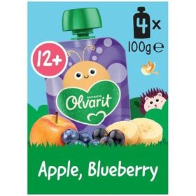 Olvarit | Gourde Fruits | Bébé Dès 12 Mois | Pomme Banane Cassis Myrtille