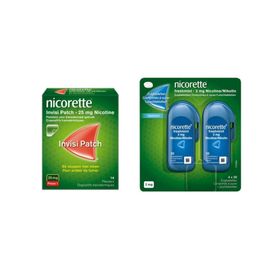 Nicorette Combi Therapie Invisi Patch 25mg 14 stuks + Freshmint Zuigtabletten 2mg Duopack