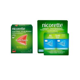 Nicorette Combi Therapie Invisi Patch 25mg 14 stuks + Freshmint Zuigtabletten 4mg Duopack