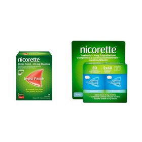 Nicorette Combi Thérapie Invisi Patch 25 mg 28 pièces & Freshmint 4 mg comprimés à sucer Duopack