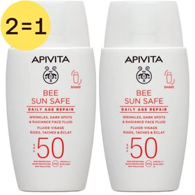 Apivita Bee Sun Safe Daily Age Repair SPF50 - Wrinkles, Dark Spots & Radiance Face Fluid 2 voor 1