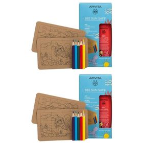 Apivita Bee Sun Safe Hydra Sun Kids Lotion SPF50 & Puzzles & Crayons de Couleur​ Duo