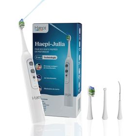 Haepi Brosse à dents Julia avec jet interdentaire et tête de détartrage