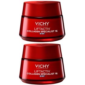 Vichy Liftactiv Collagen Specialist 16 Crème de Nuit | Soin Anti-âge et Anti-Rides | Peptides Pro-Collagène et Vitamine Cg