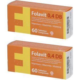 Folavit 0,4 DB | Foliumzuur - Vitamine D3 - Vitamine B12