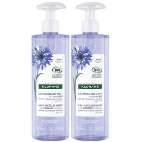 Klorane Bleuet BIO Eau micellaire 3-en-1 | Nettoie | démaquille & hydrate | Visage et yeux