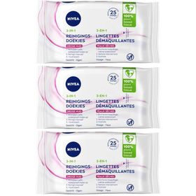 Nivea Essentials 3 in 1 Ontschminkingsdoekjes Droge en Gevoelige Huid