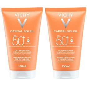 Vichy Capital Soleil Lait Protecteur Hydratant Invisible SPF50+ | Tous les Types de Peau | Vitamine E et Eau Volcanique de Vichy