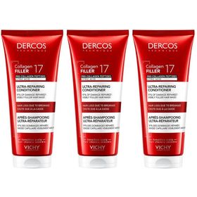 Vichy Dercos Après-Shampooing Collagen 17 Filler | Cheveux Abîmés et Cassants | Peptides Pro-Collagène et Acide citrique