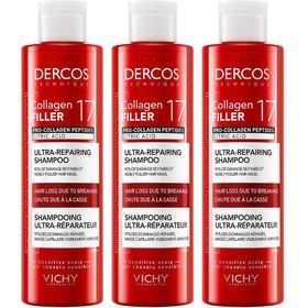 Vichy Dercos Collagen 17 Filler Shampoo | Beschadigd en Breekbaar Haar | Pro-Collageen Peptiden en Citroenzuur