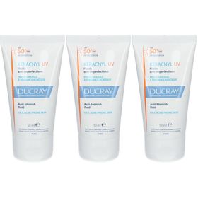 Ducray Keracnyl Fluide UV tegen onzuiverheden SPF50+ | Zonnebescherming vette huid met neiging tot acne