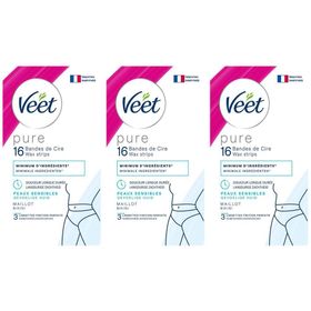 Veet Pure Bandes de Cire Maillot Peaux Sensibles