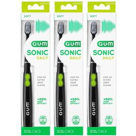 GUM Sonic Daily Brosse à Dents à Pile Soft Noir