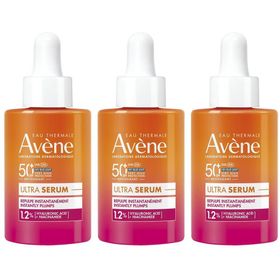 Avène Solaire Ultra Sérum SPF50+ Repulpant anti-âge | Très Haute Protection | Acide hyaluronique & Niacinamide | Peau sensible