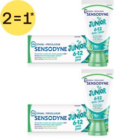 Sensodyne Proglasur Junior kindertandpasta met milde muntsmaak, 24uur bescherming tegen gaatjes 6-12 jaar | 2=1*