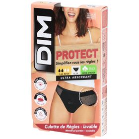 DIM Wasbare menstruatieonderbroek van biologisch katoen – Slip met kant Zwart 44-46 – Voor zwaar bloedverlies