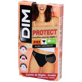 DIM Wasbare menstruatieonderbroek van biologisch katoen – Slip met kant Zwart 40-42 – Voor zwaar bloedverlies