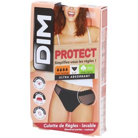 DIM Wasbare menstruatieonderbroek van biologisch katoen – Slip met kant Zwart 48-50 – Voor zwaar bloedverlies