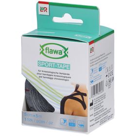 flawa® sporttape voor kinesiologieverbanden 5 cm x 5 m zwart
