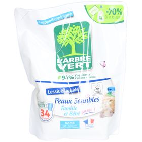 L'ARBRE VERT Recharge lessive liquide Peaux Sensibles