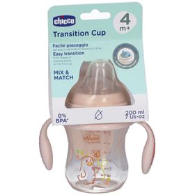 Chicco Transition Cup 200 ml 4m+ - Gobelet de Transition en Silicone Souple - Rose