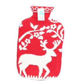 Sänger Bouillotte 2L Housse Tricotée Rouge Motif Cerf