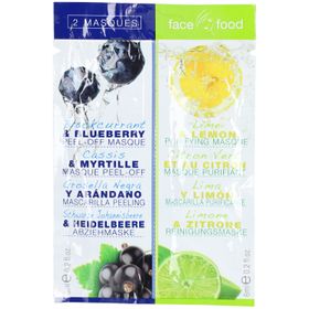 FACE FOOD Masque peel-off aux myrtilles et masque nettoyant au citron vert