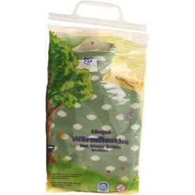 Sänger Bouillotte 2L – Housse Tricotée Coton Vert Maïs à Pois