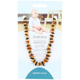 AMBEROS Collier bébé ambre naturel nuggets style 32 cm