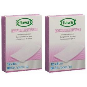 FLAWA Gazekompressen geschn 8x12cm keimred 80 Stk x2