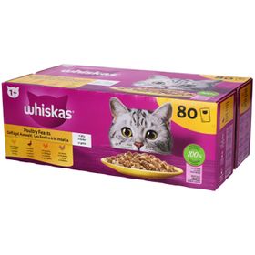 Whiskas Poultry Feasts - Gevogelte in gelei voor volwassen katten 1+ - Gevogelte in gelei voor volwassen katten 1+