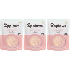 APPLAWS Nourriture humide pour chats Filet de thon avec saumon en gelée