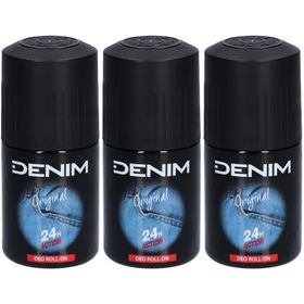 DENIM Original Deodorant Roll-On - 24-Stunden-Wirkung x3