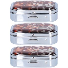 Sahag Boîte à pilules Fancy rectangulaire 2 compartiments, coloris assortis