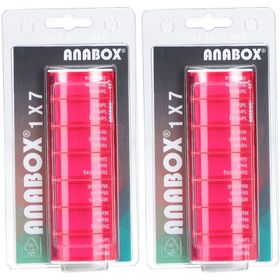 ANABOX® wekelijkse pillendoos 7 x 1 vak roze