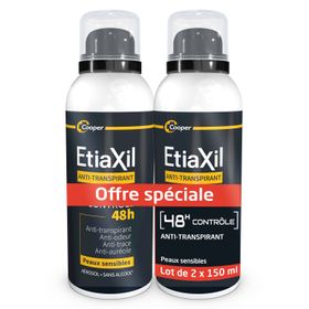 ETIAXIL - Antiperspirant Deodorant - MEN - Matige transpiratie - Oksels - 48h Controle - Spray - Set van 2