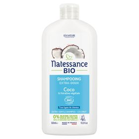 Natessance Biologische Kokosnoot en Plantaardige Keratine Shampoo Zacht