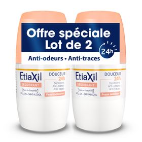 ETIAXIL - Deodorant - Weinig transpiratie - Oksels - 24u - Roll On - Set van 2