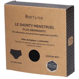 BERTYNE Menstruatie Shorty - Biologisch katoen - Abundant flow - Maat 3XL - Zwart