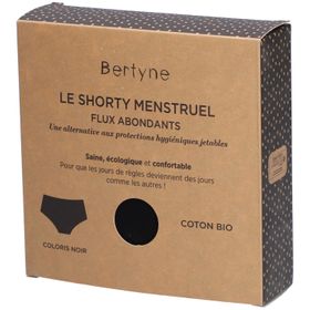 BERTYNE Menstruatie Shorty - Biologisch katoen - Abundant flow - Maat XXS - Zwart