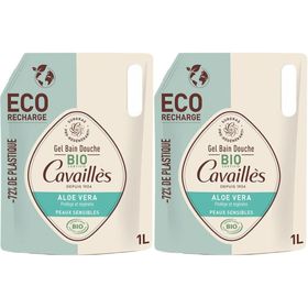 Rogé Cavaillès Gel Bain Douche certifié Bio Aloe Vera Éco-recharge x2