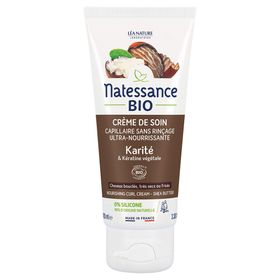 Natessance Crème Sans Rinçage Karité Bio et Kératine Végétale Cheveux Bouclés