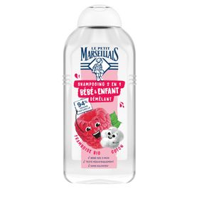 Le Petit Marseillais Shampooing 2 en 1 Bébé & Enfant Démêlant Framboise Bio & Coton