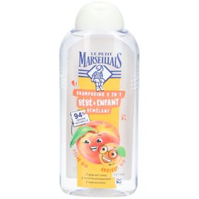 Le Petit Marseillais Shampooing 2 en 1 Bébé & Enfant Démêlant Pêche Bio & Abricot Bio