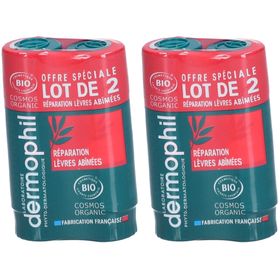 Dermophil Indien Herstelling Gebarsten Lippen Bio Stick Set van 2