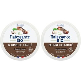 Natessance Beurre de Karité Bio 100 % Pur Sans Parfum Visage Corps Cheveux