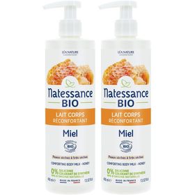 Natessance Lait Corps Réconfortant Miel Bio Peaux Sèches à Très Sèches