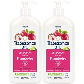 Natessance Kids Gel Douche Framboise Bio Corps et Cheveux
